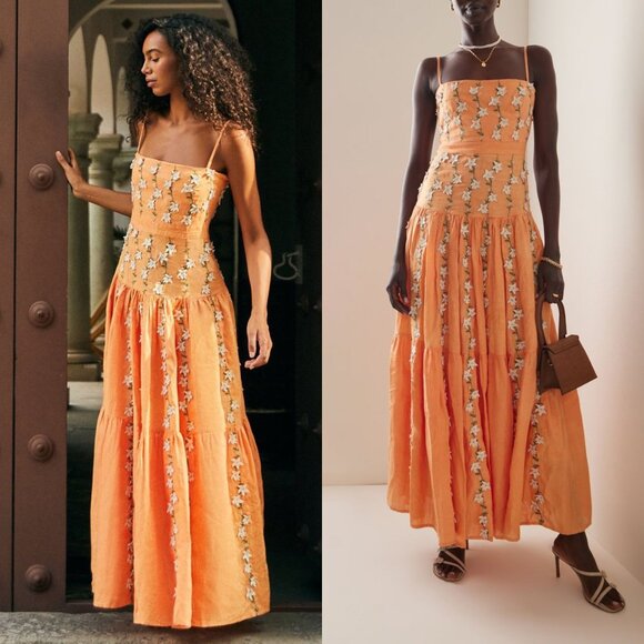 Agua by Agua Bendita Lima Floral Linen Maxi Dress Size S NWT – Lux Resort - Picture 2 of 14